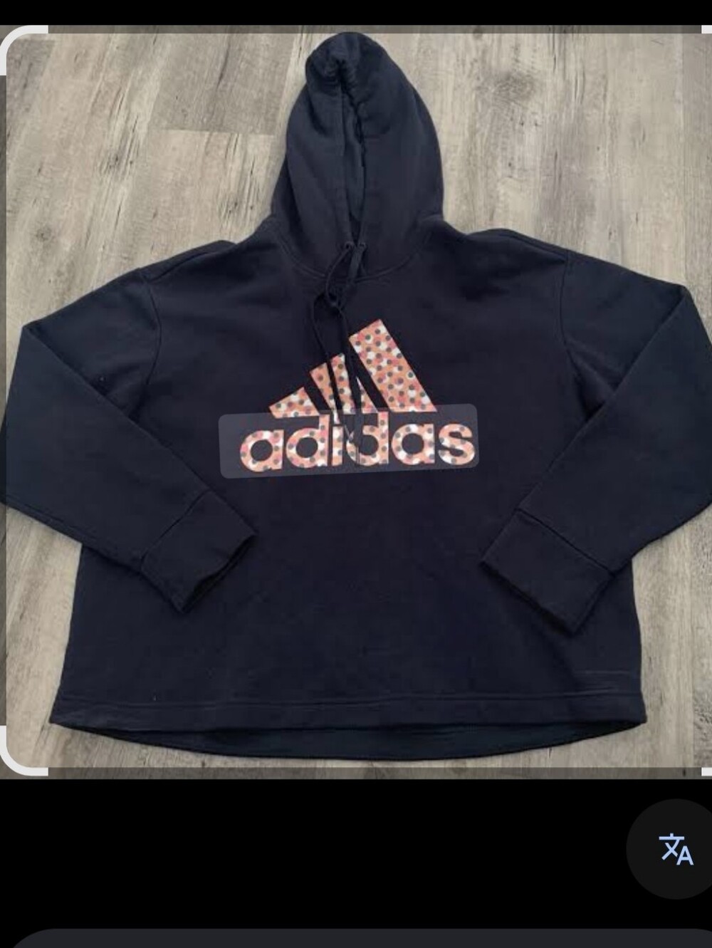 adidas Navy Pullover Hoodie with White Tag Detail
